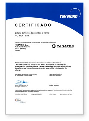 Certificado ISO 9001 PANATEC